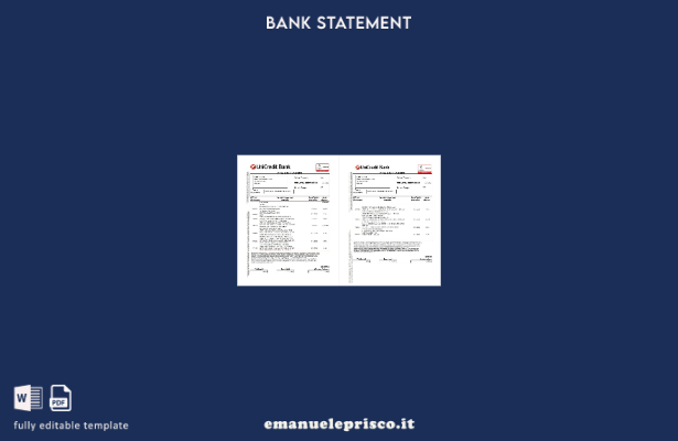 modello di pagine excel di estratto conto UniCredit Romania in stile verificato